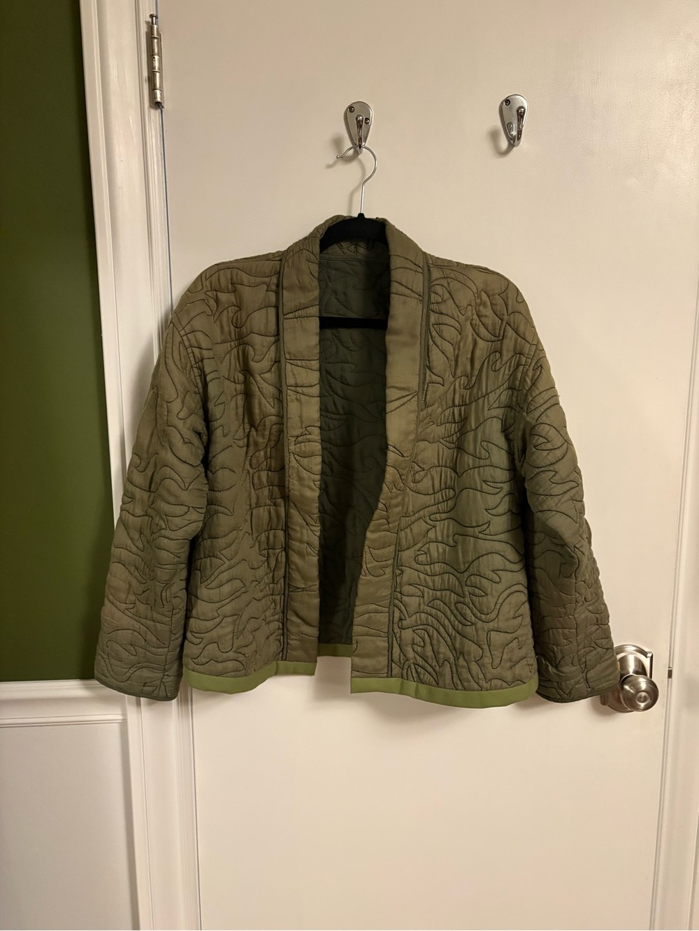 Olive Quilted Cropped Jacket